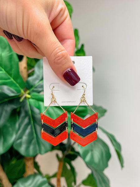 Glitter Game Day Arrow Dangle Earrings