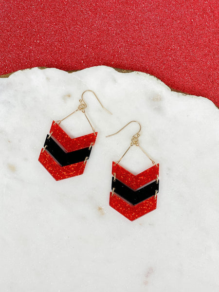 Glitter Game Day Arrow Dangle Earrings