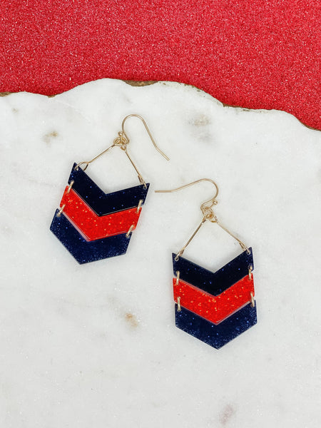 Glitter Game Day Arrow Dangle Earrings