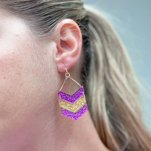Glitter Game Day Arrow Dangle Earrings