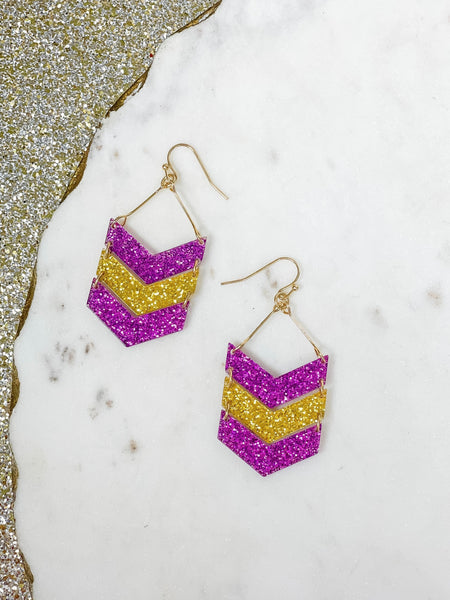 Glitter Game Day Arrow Dangle Earrings