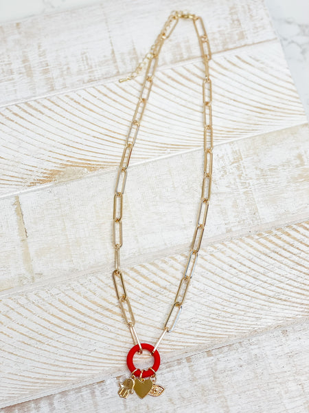 Gold Paperclip Silicone Ring Charm Necklaces