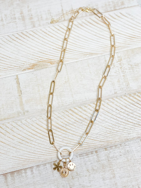 Gold Paperclip Silicone Ring Charm Necklaces
