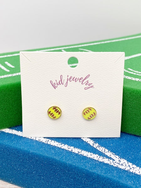 Kids Clip On Sports Stud Earrings