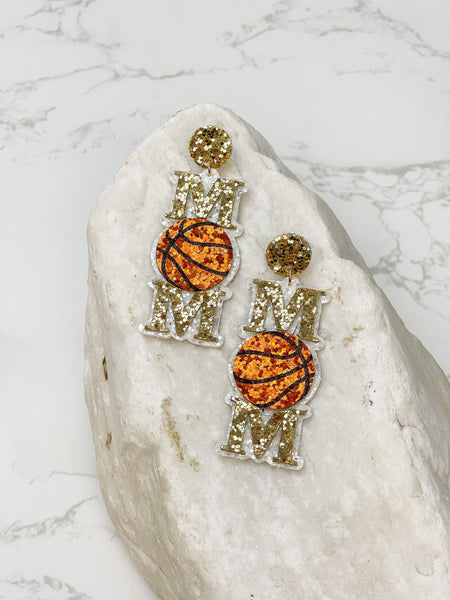 Sports Mom Glitter Dangle Earrings