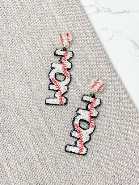 Sports Mom Glitter Dangle Earrings