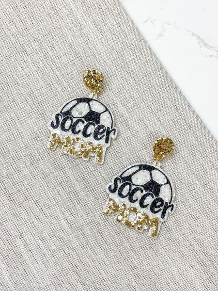 Sports Mom Glitter Dangle Earrings