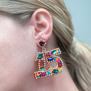 '15' Birthday Celebration Rhinestone Drop Earrings