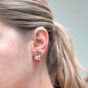 #1 Teacher Apple Stud Earrings