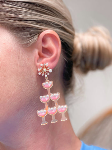 Acrylic Champagne Glass Tower Earrings