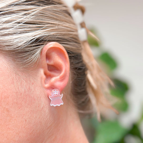 Acrylic Ghost Stud Earrings - Iridescent