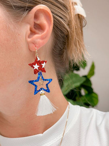 Americana Star Tassel Earrings