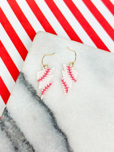 Baseball Lightening Dangle Earrings