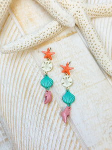 Beachy Sea Shell Dangle Earrings