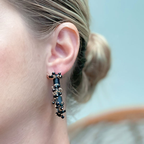 Beaded Floral Embellished Hoop Earrings