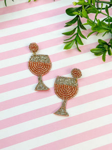 Beaded Wine Glass Dangle Earrings