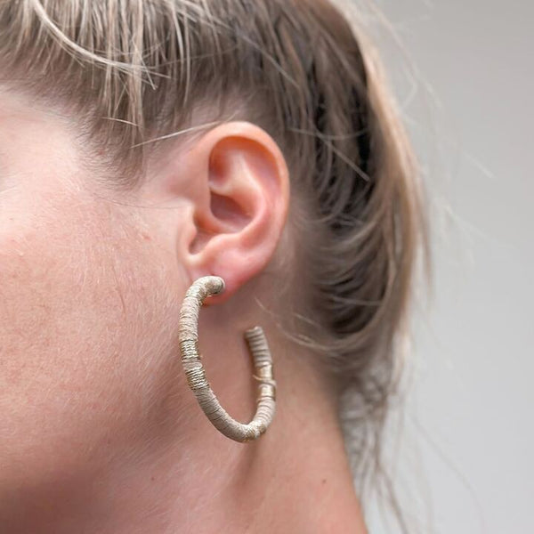 Metallic Suede Hoop Earrings