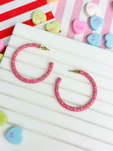 Big Heart-Patterned Enamel Hoop Earrings