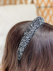 Sparkling Rhinestone Padded Headband - Black