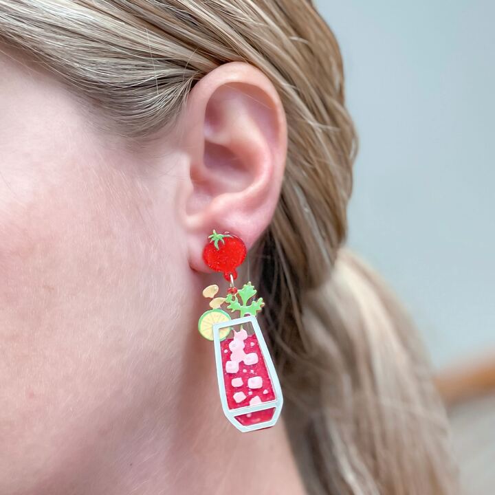 Bloody Mary Glitter Dangle Earrings