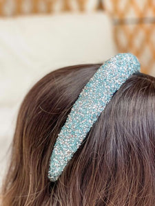 Sparkling Rhinestone Padded Headband - Blue