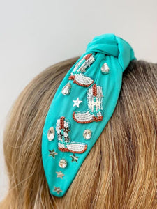 Cowgirl Boots Embellished Knotted Headband