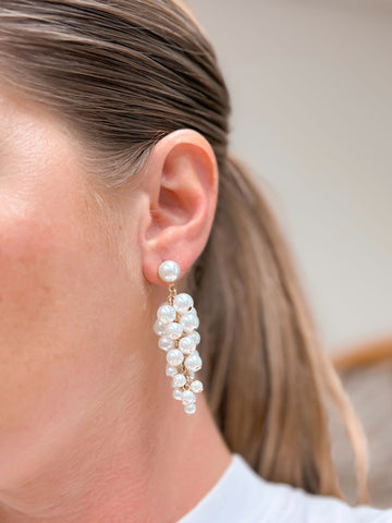 Bubbly Pearl Chain Dangle Earrings