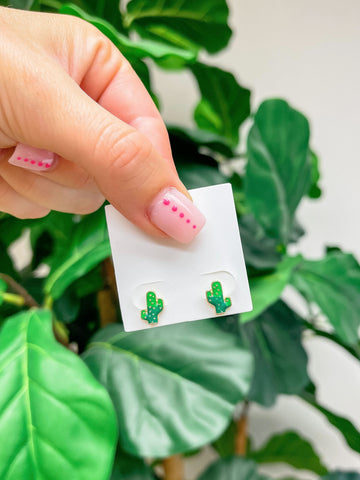 Cacti Enamel Stud Earrings