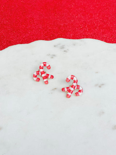 Candy Cane Striped Printed Stud Earrings