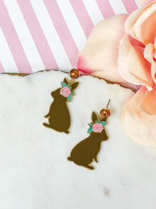 Chocolate Easter Bunny Post Dangle Earrings