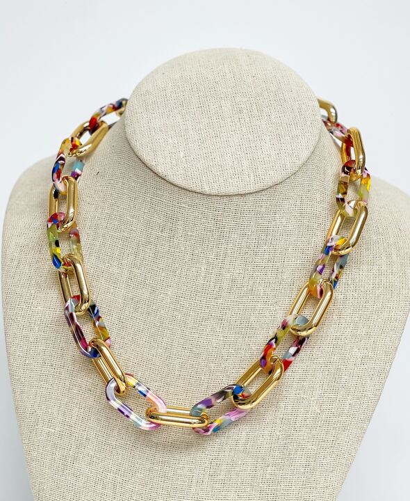 Chunky Gold & Acrylic Chain Necklaces