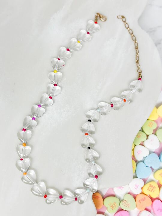 Clear Heart Chunky Necklace