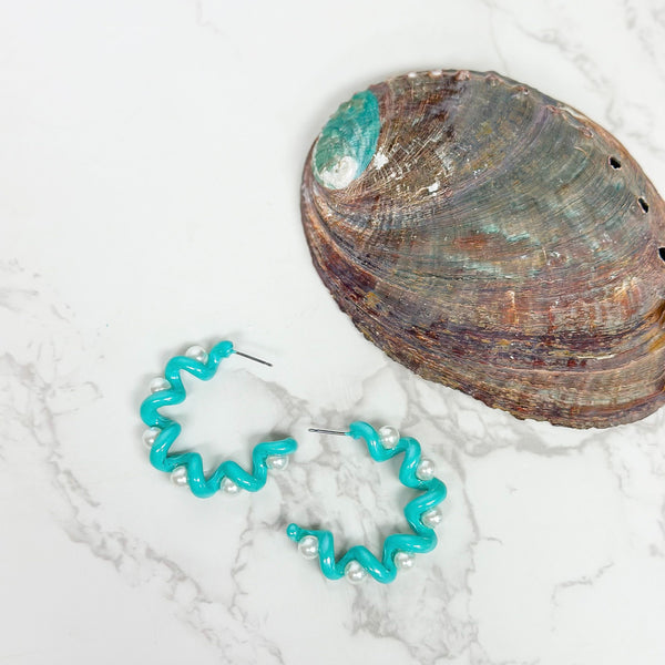 Color Coated Pearl Coil Hoop Earrings