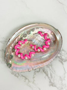 Color Coated Pearl Coil Hoop Earrings