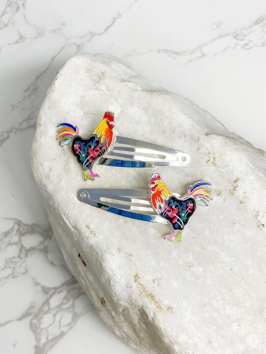 Colorful Rooster Hair Clip Set