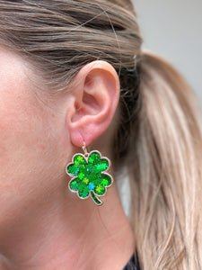Confetti Glitter Clover Dangle Earrings