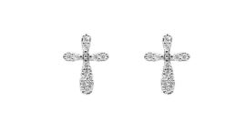Cubic Zirconia Cross Stud Earrings