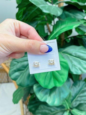 Cubic Zirconia Cat Stud Earrings