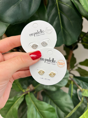 Cubic Zirconia Pave Lip Stud Earrings