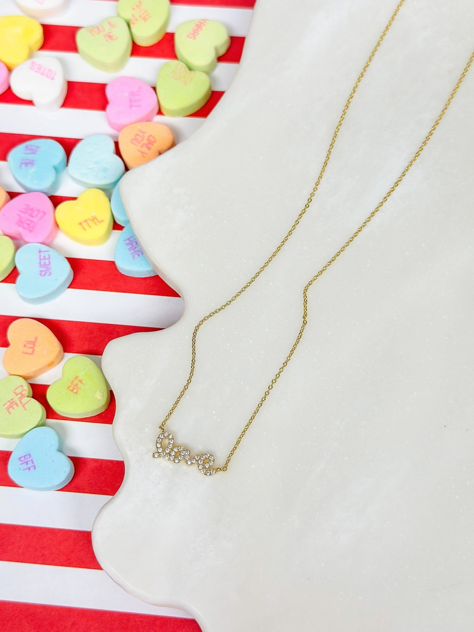 Cubic Zirconia 'Love' Pendant Necklace