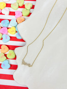 Cubic Zirconia 'Love' Pendant Necklace
