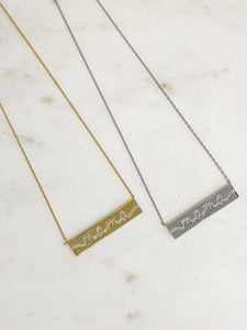 Cubic Zirconia 'mama' Bar Pendant Necklaces