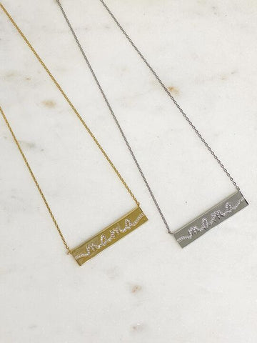 Cubic Zirconia 'mama' Bar Pendant Necklaces