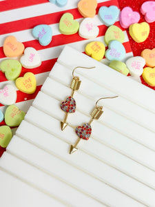 Cupid's Arrow Pave Heart Dangle Earring