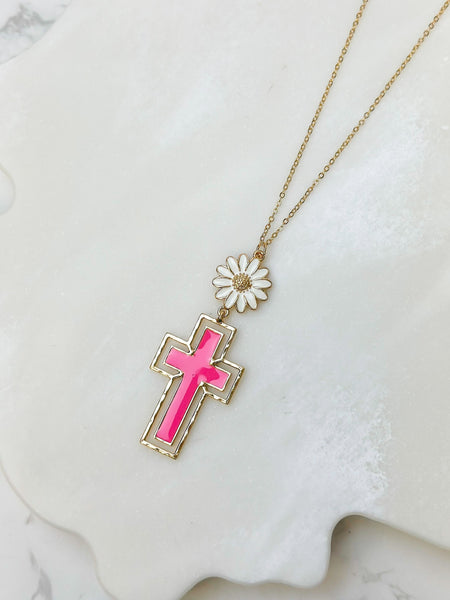 Daisy Cross Pendant Necklaces