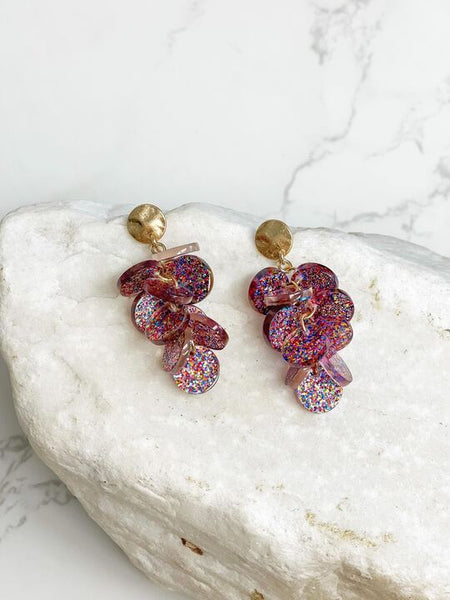 Confetti Disc Cluster Dangle Earrings