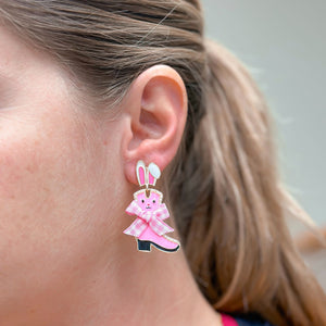 Enamel Bunny Boot Dangle Earrings
