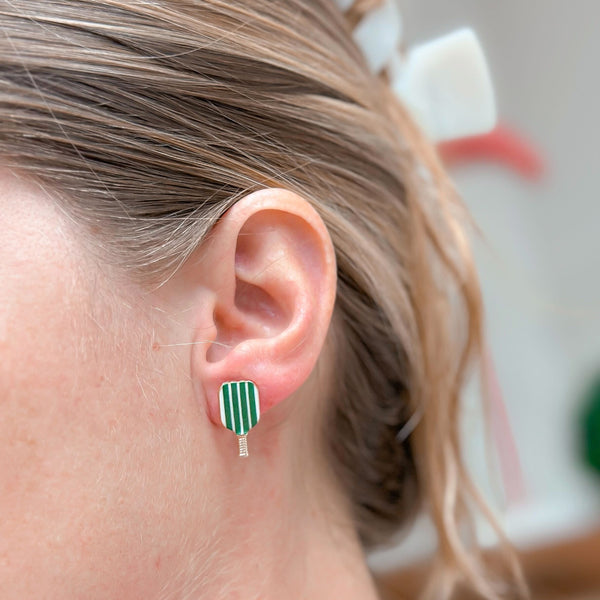 Enamel Pickleball Stud Earrings
