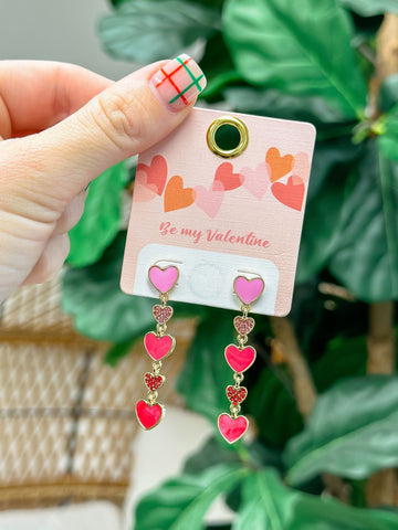 Enamel Heart Drop Dangle Earrings