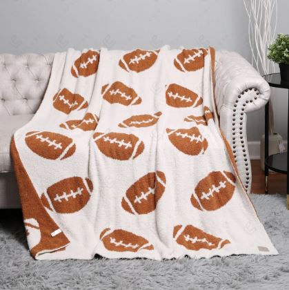 Football Print Cozy Throw Blanket